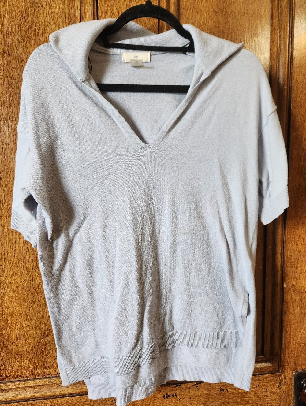 H&M Pale Blue Short-Sleeve V-Neck Top